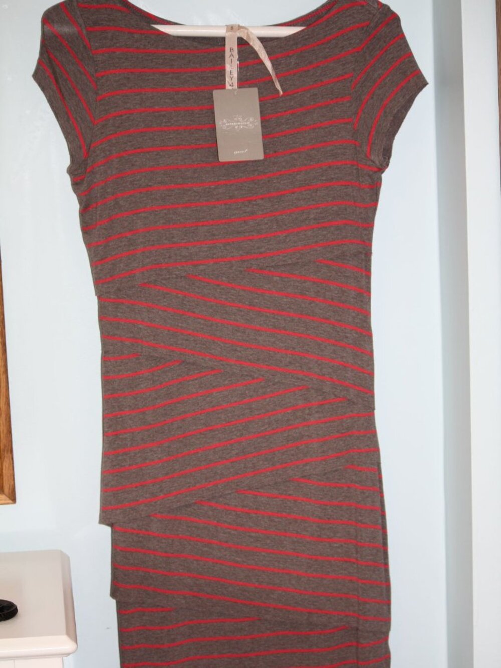 NWT Bailey 44 / Anthropologie Striped Tiered MIDI Body Con Dress Size Small